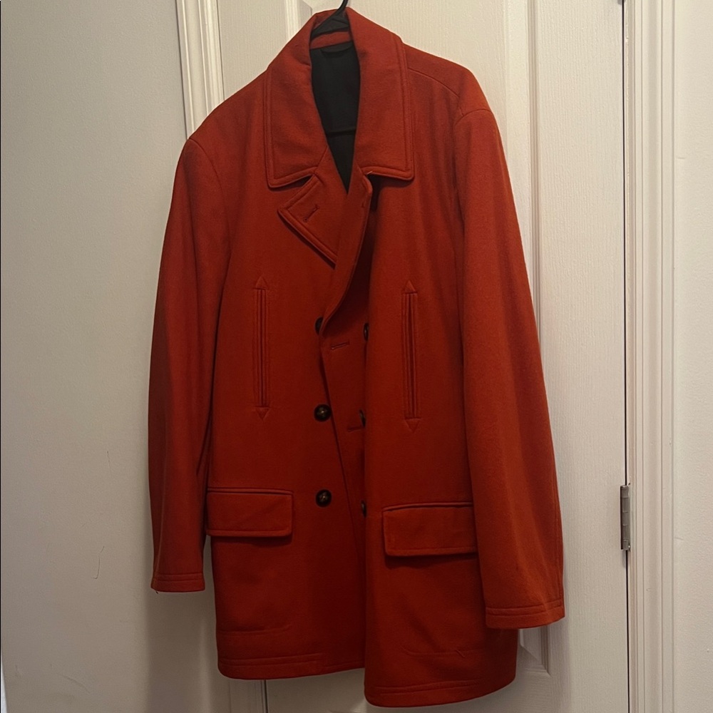 Men's Double-Breasted Orange Coat